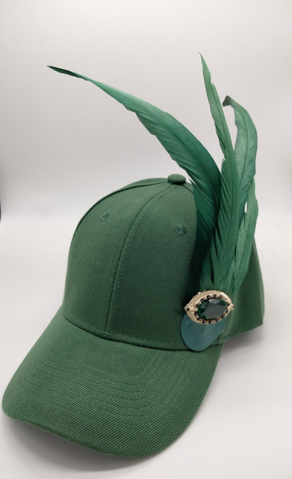 Emerald Green Feather Bling Cap