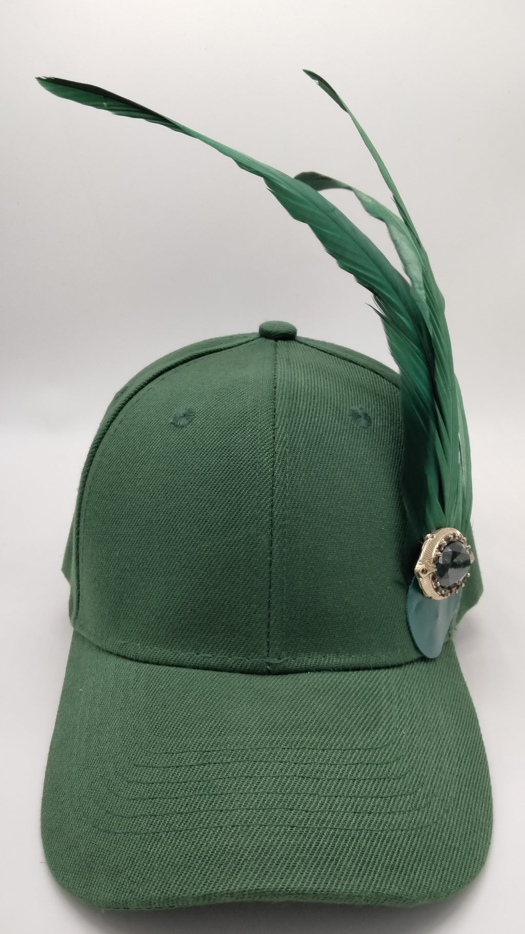 Emerald Green Feather Bling Cap