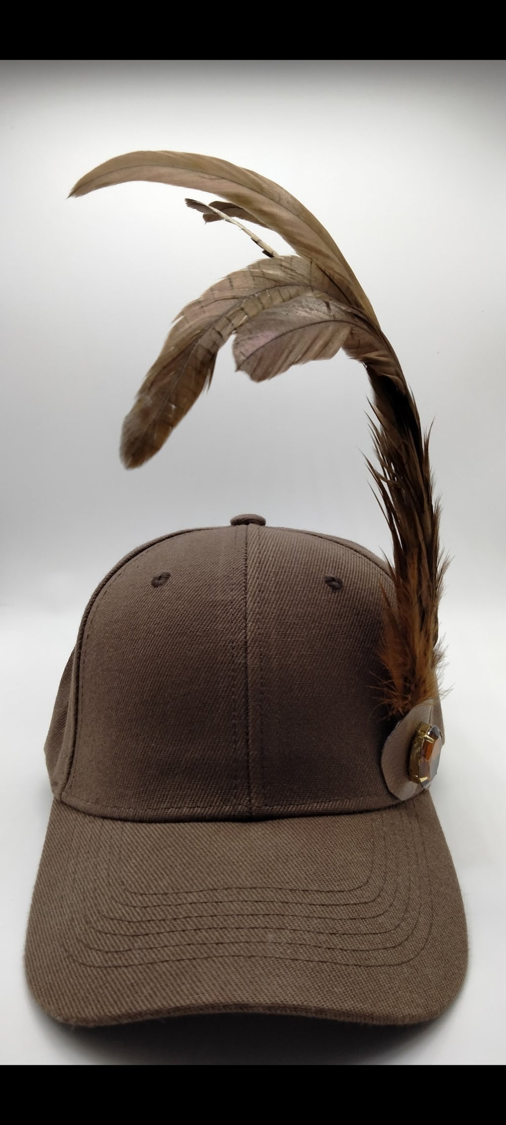Brown Feather Bling Cap