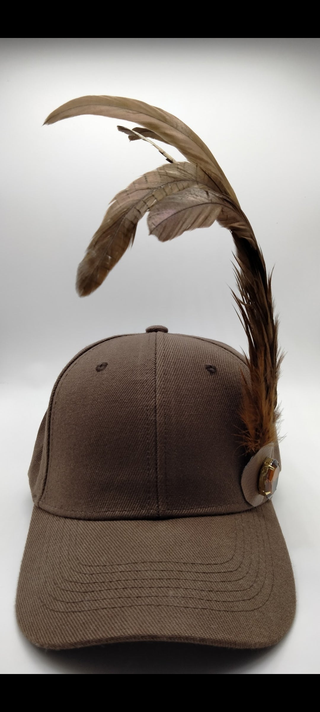 Brown Feather Bling Cap