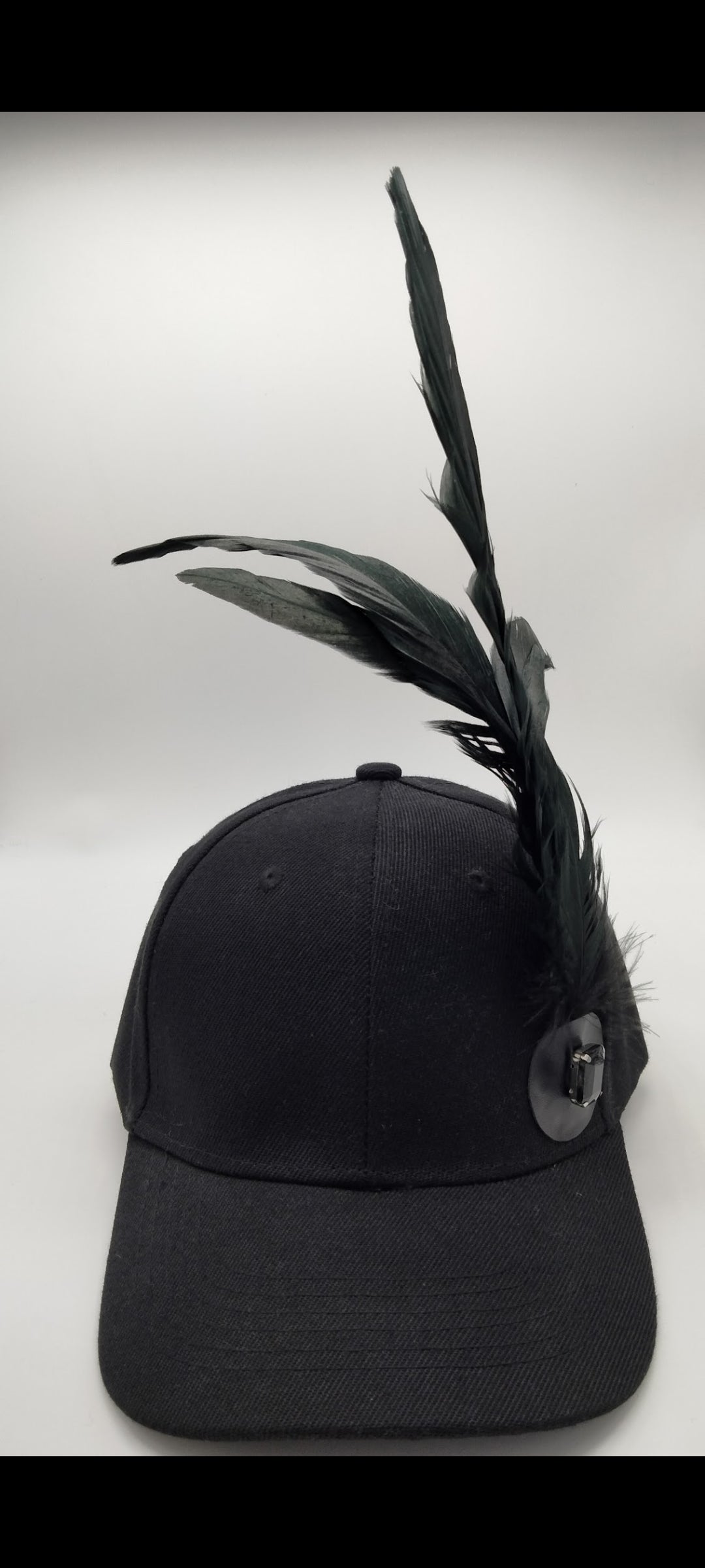 Black Feather Bling Cap