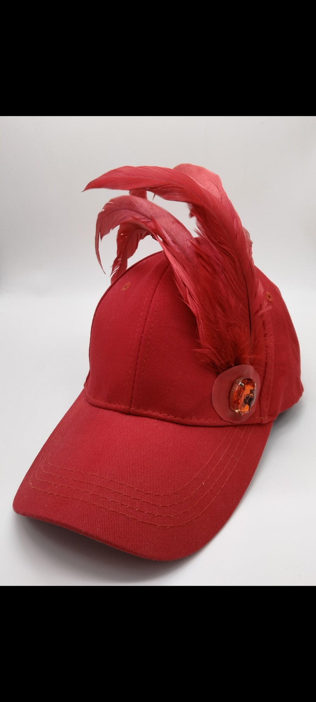 Red Feather Bling Cap
