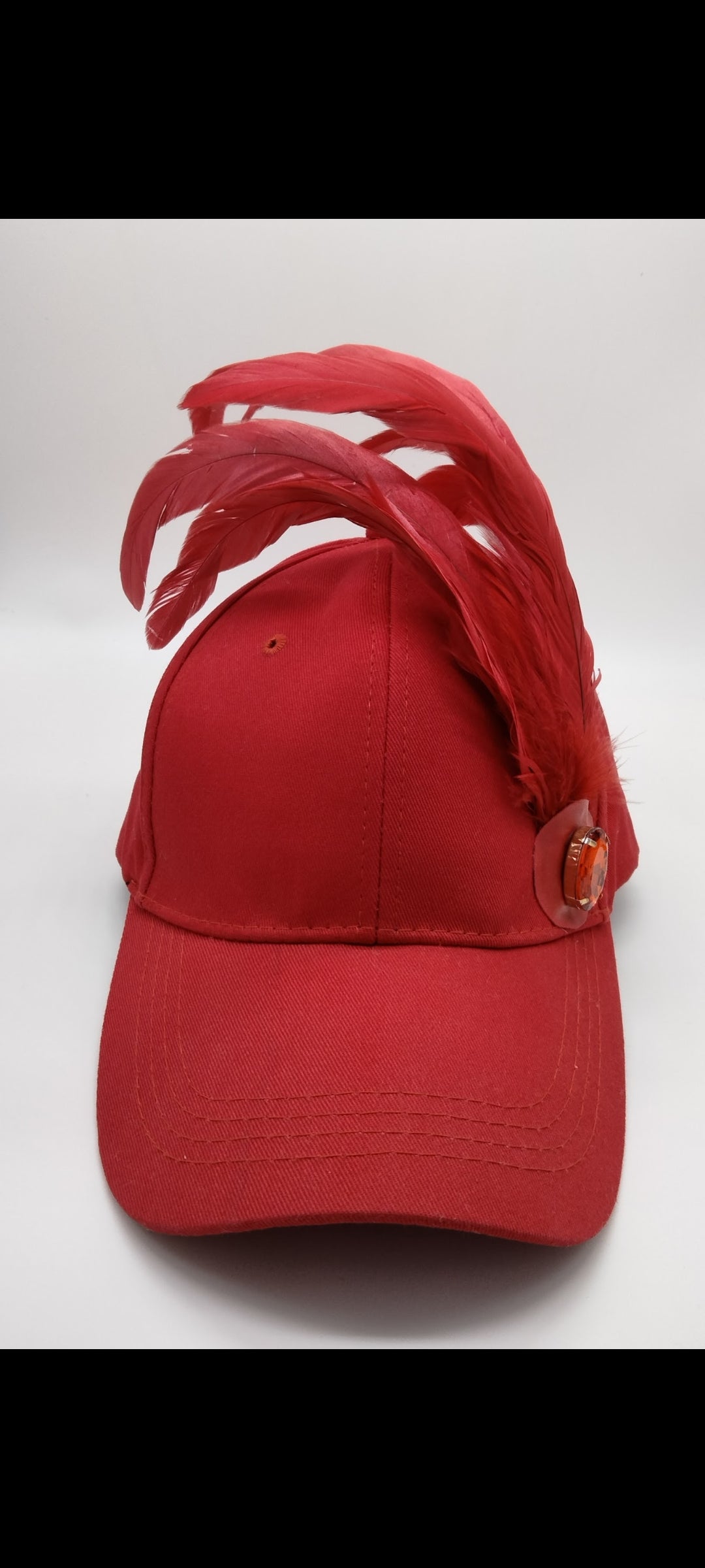 Red Feather Bling Cap