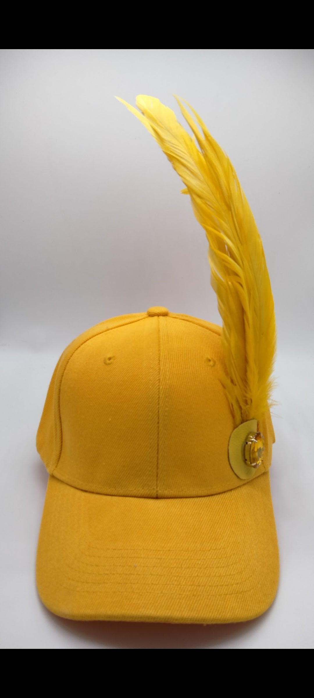 Yellow Feather Bling Cap