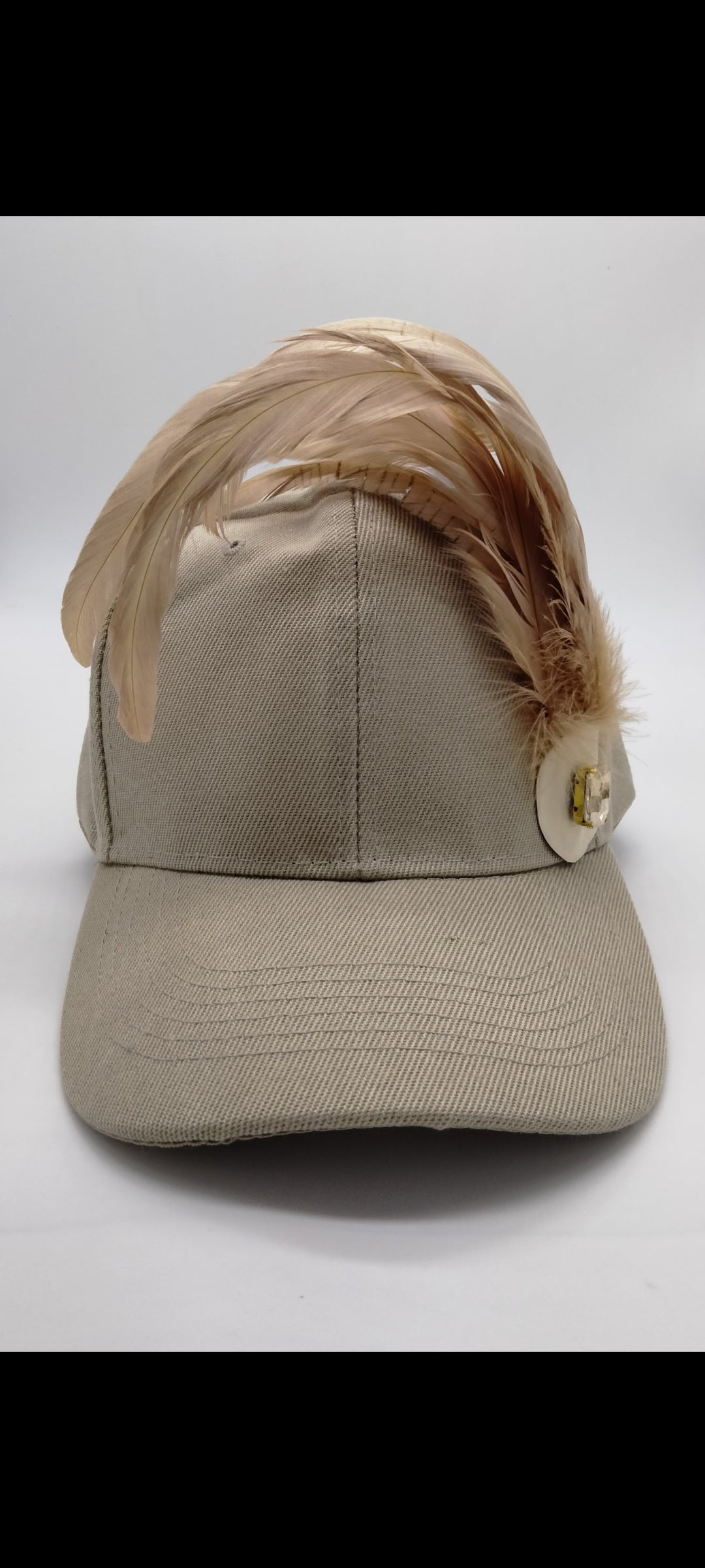 Khaki Feather Bling Cap